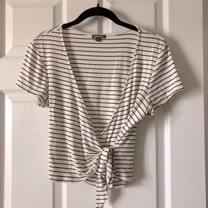 Striped wrap crop top